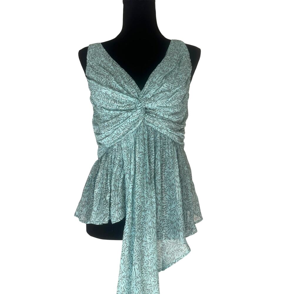 Sabina Musayev Fairycore Silk Blend Asymmetric Teal Tank, Festival, Large NWT